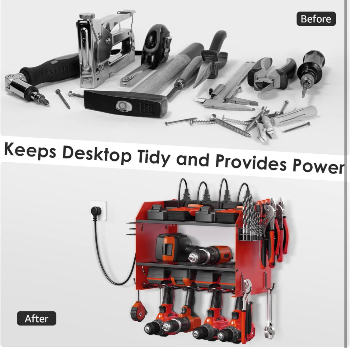 TOOLS - Power Tool Wall Mount Organizer with Charging Station