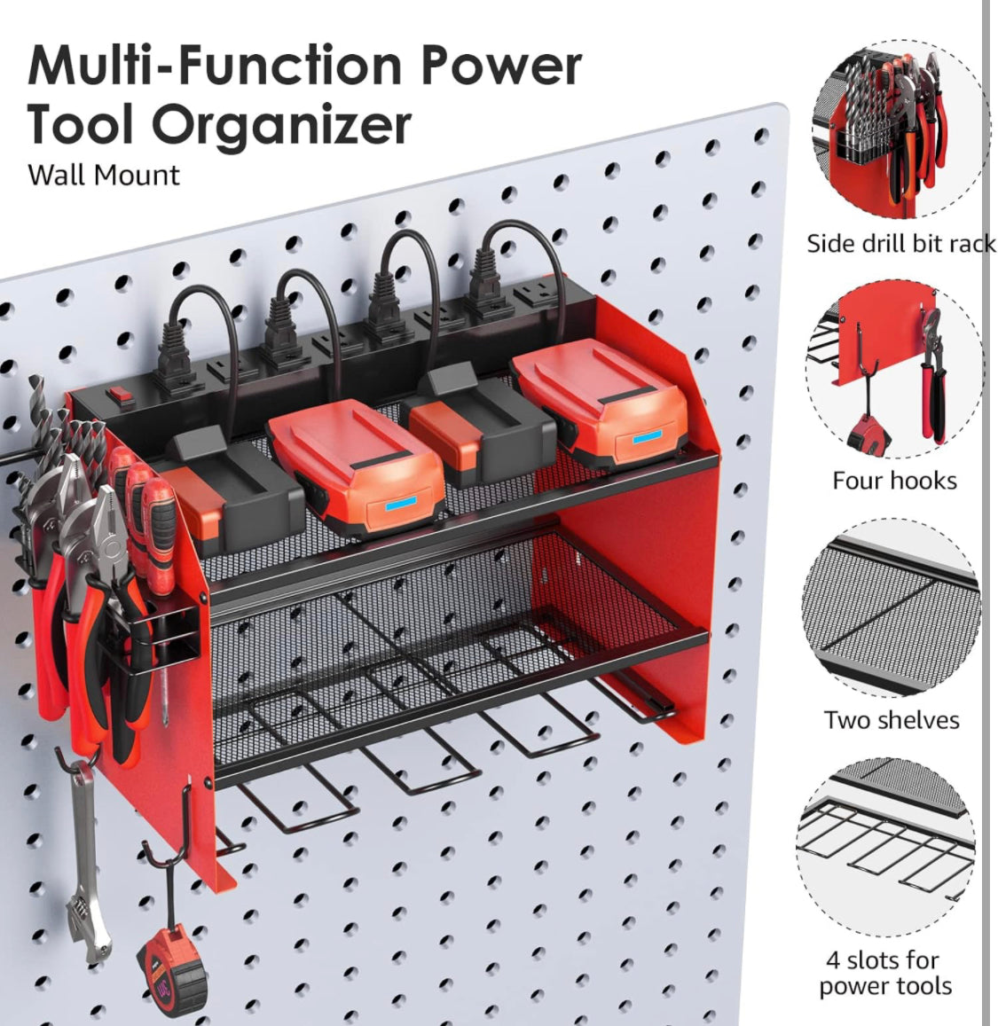 TOOLS - Power Tool Wall Mount Organizer with Charging Station