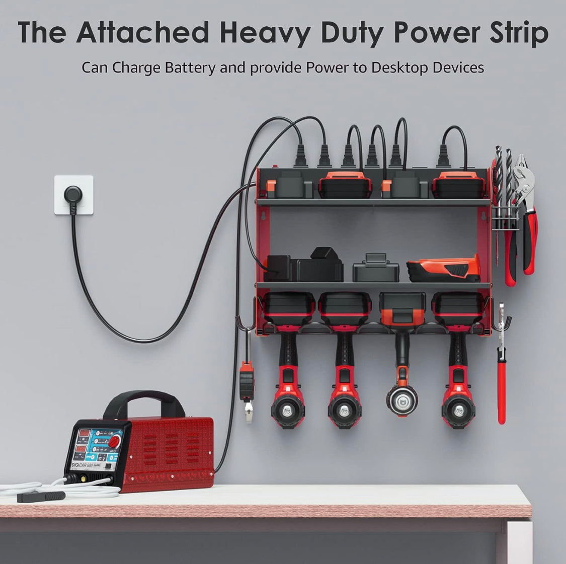 TOOLS - Power Tool Wall Mount Organizer with Charging Station