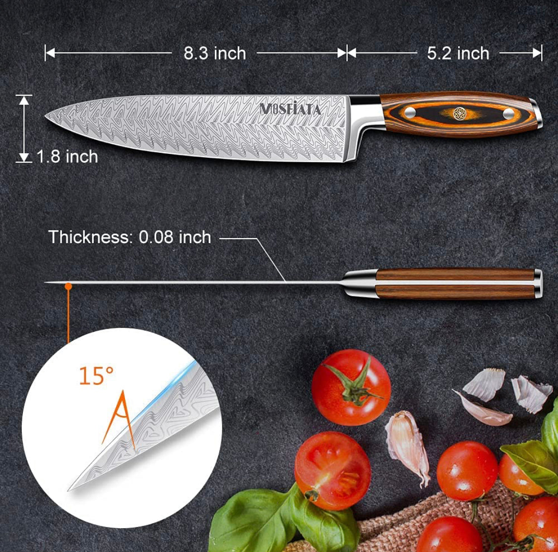KITCHEN - Chef Knife w Blade Guard and Steel Soap