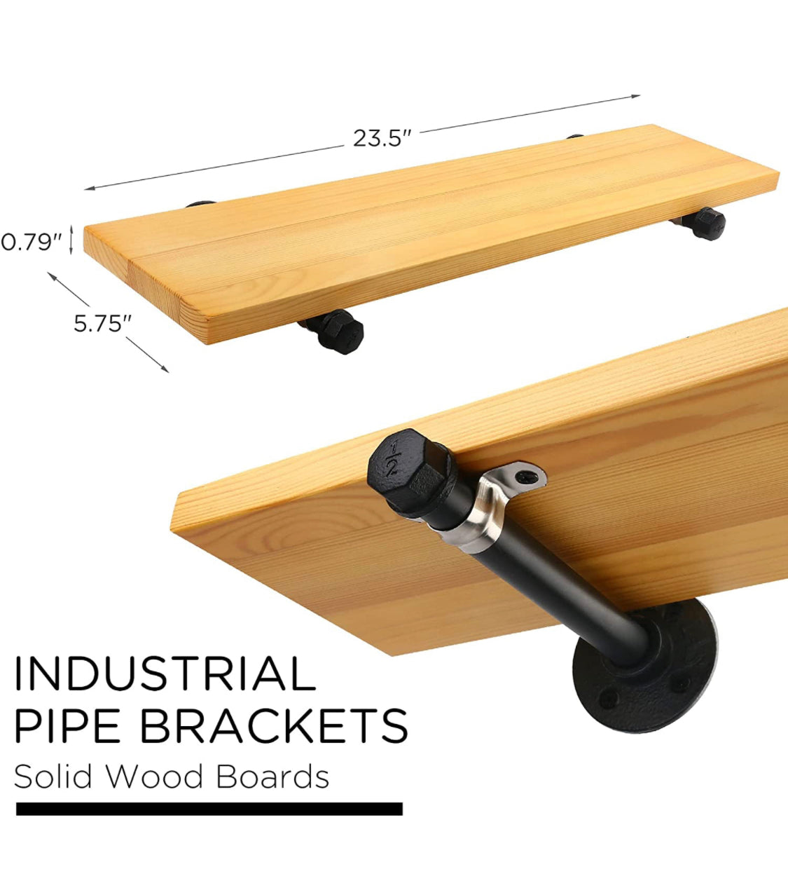 HOME - Floating Wall Shelves w Industrial Pipe Brackets