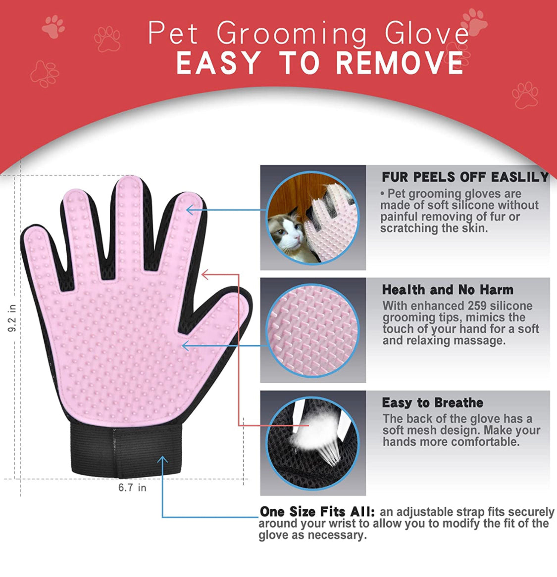 PETS - Grooming Brush & Glove Kit