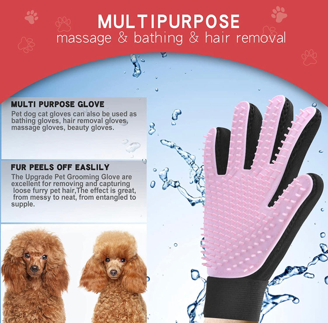 PETS - Grooming Brush & Glove Kit