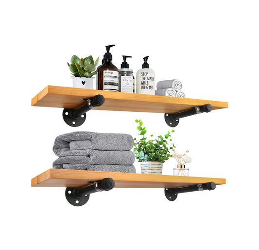 HOME - Floating Wall Shelves w Industrial Pipe Brackets